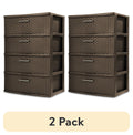 Sterilite 3 Drawer Wide Weave Tower, Plastic Décor Drawers with Pull Handles, Brown