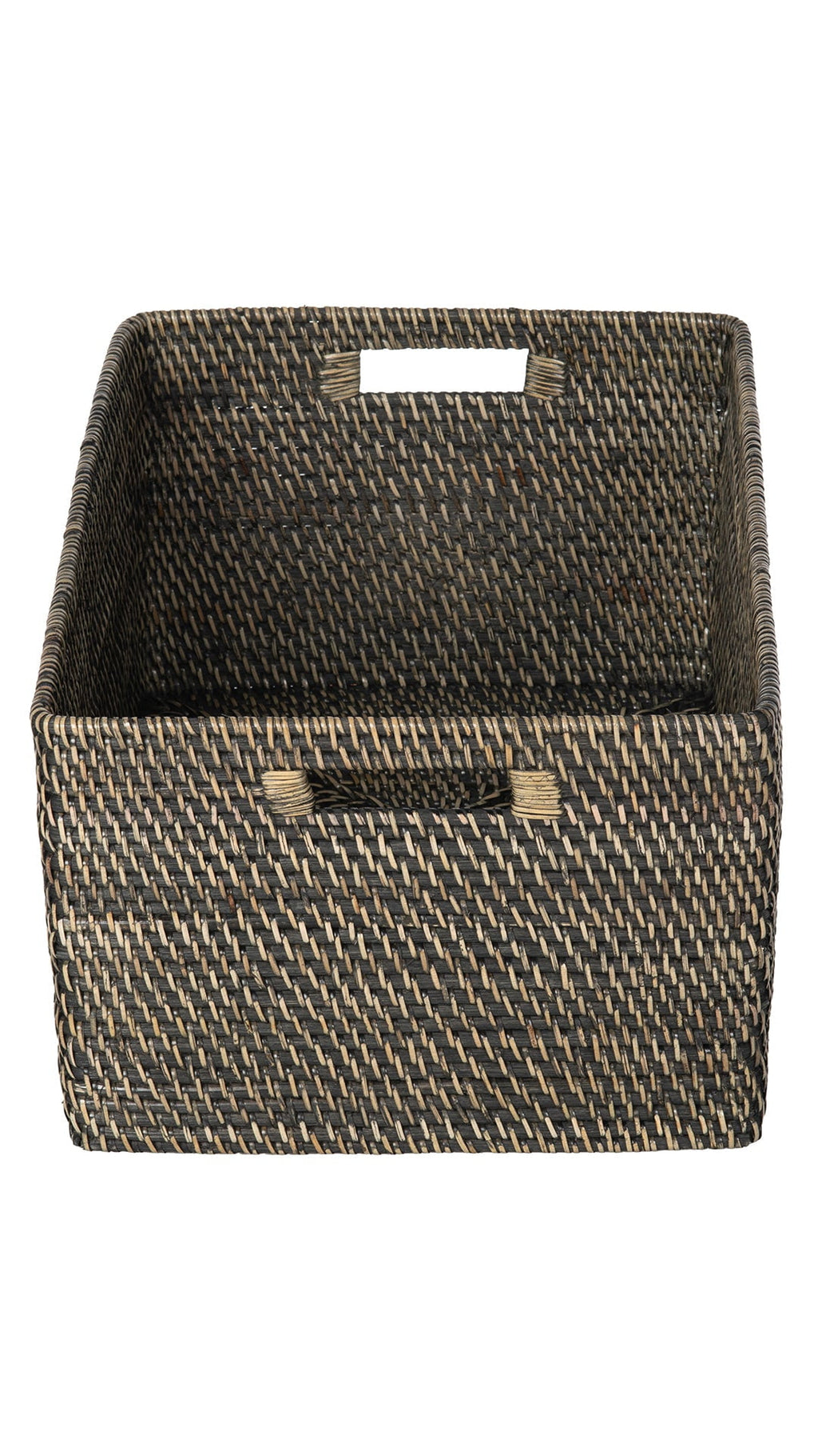 Kouboo Loma Rectangular Decorative Rattan Storage Basket With Handles, Coastal-Inspired Handwoven, Home Organization, Honey Brown
