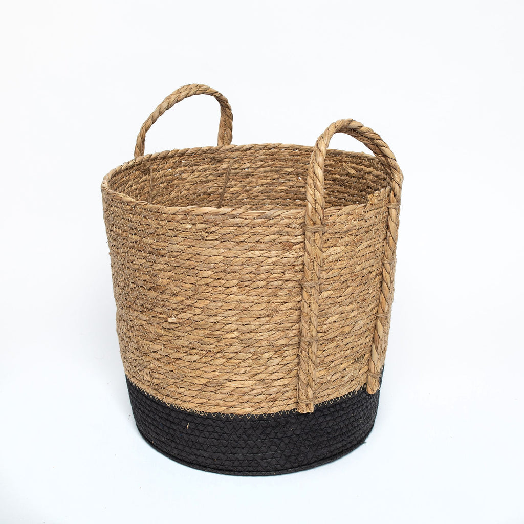 Better Homes & Gardens Round Seagrass Baskets, Natural, Black, Set of 2, Large & Medium