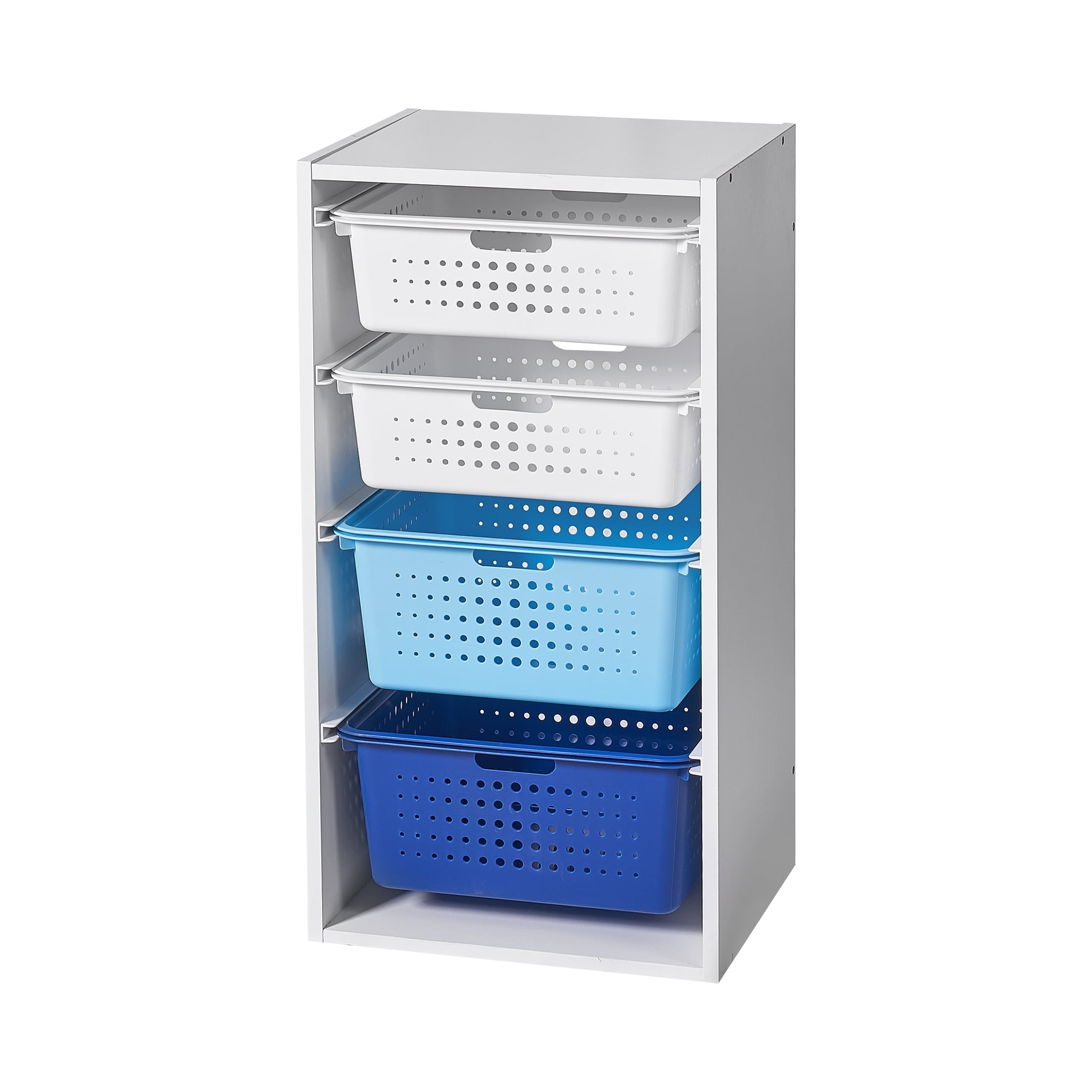 Your Zone Kids Sliding Bin Organizer with 4 Storage Bins, Blue
