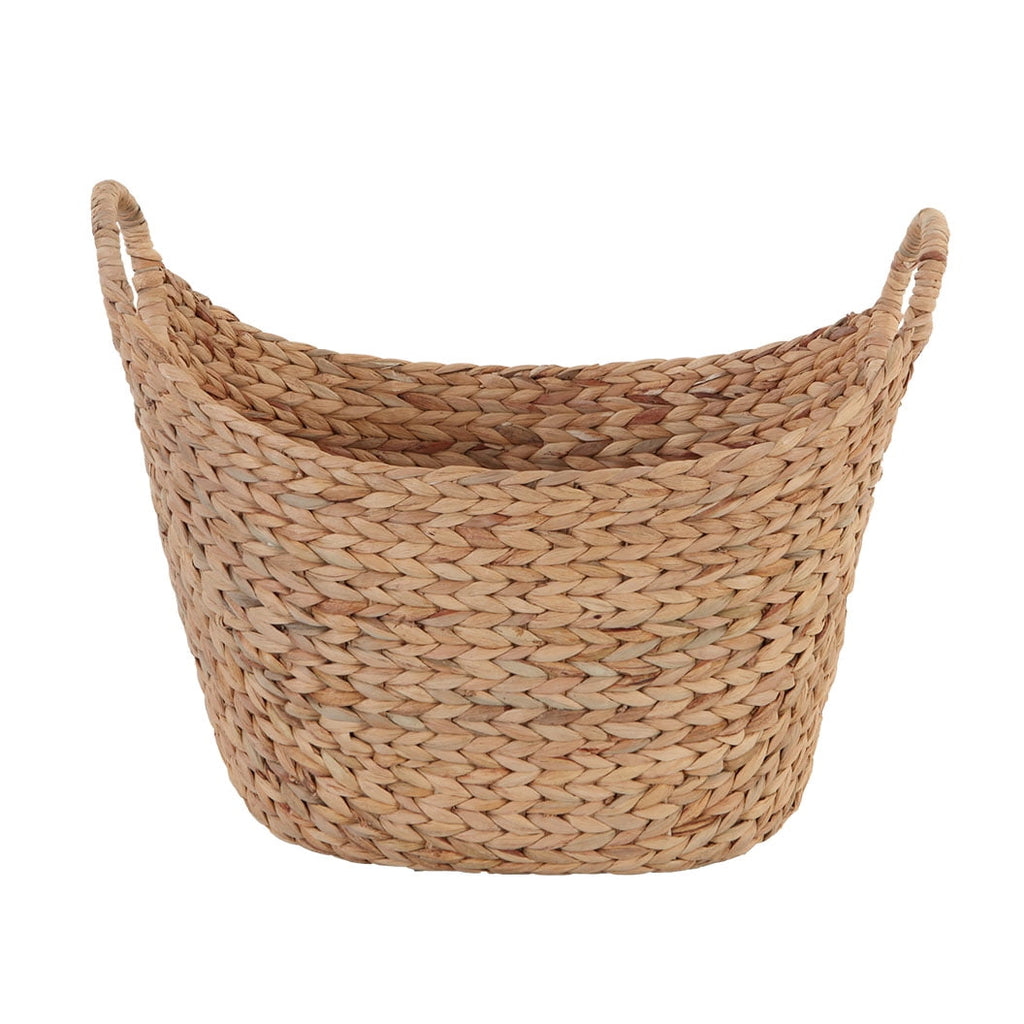 (2 pack) Better Homes & Gardens Extra Large Natural Woven Water Hyacinth Boat Decorative Storage Basket, 19 in x 17 in x 14 in
