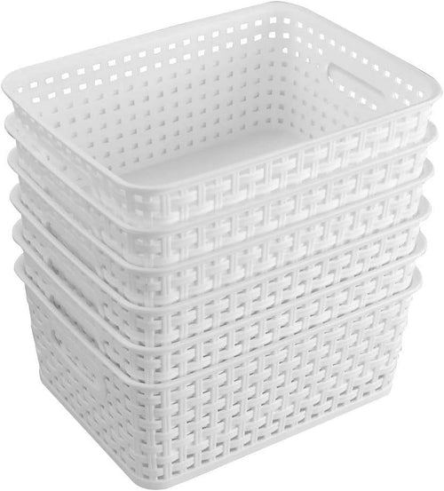 6-Pack Small Weave Basket Bins, Plastic Basket for Storage
