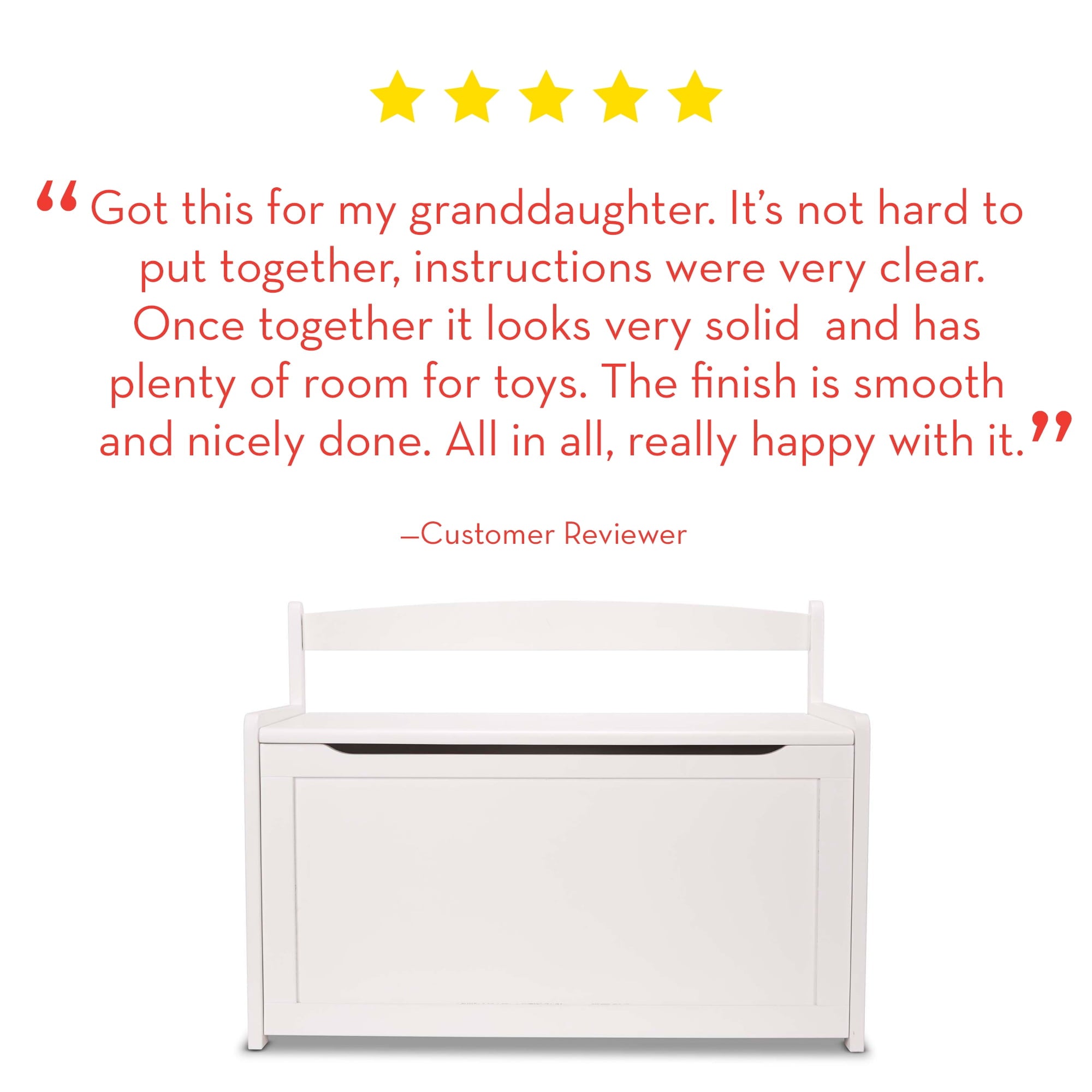 Melissa & Doug Wooden Toy Chest, Toy Storage Box (White) with Hinged-Lid, Playroom Furniture for Kids Ages 3+ [Wood]