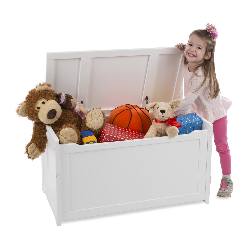 Melissa & Doug Wooden Toy Chest, Toy Storage Box (White) with Hinged-Lid, Playroom Furniture for Kids Ages 3+ [Wood]