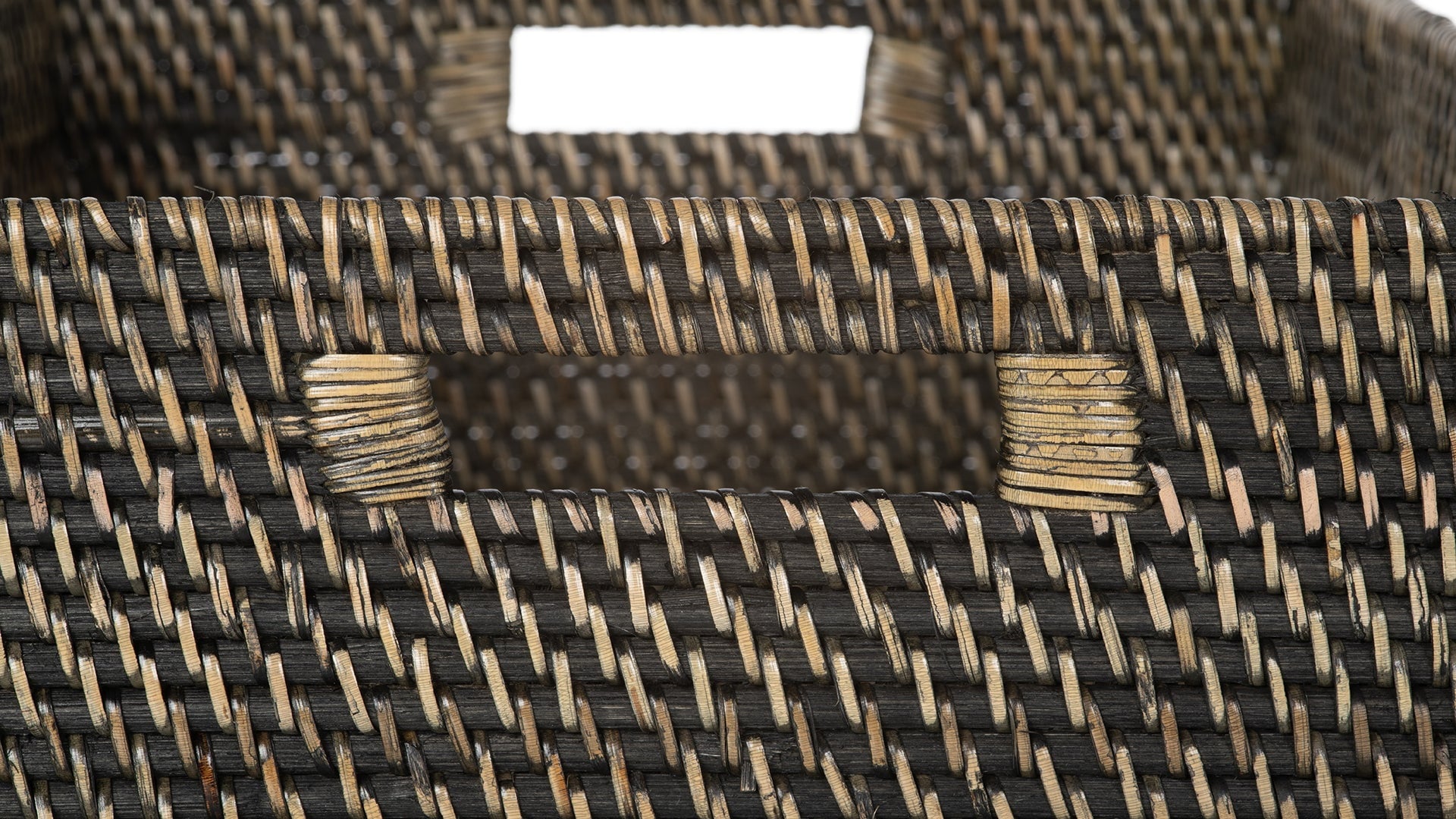 Kouboo Loma Rectangular Decorative Rattan Storage Basket With Handles, Coastal-Inspired Handwoven, Home Organization, Honey Brown