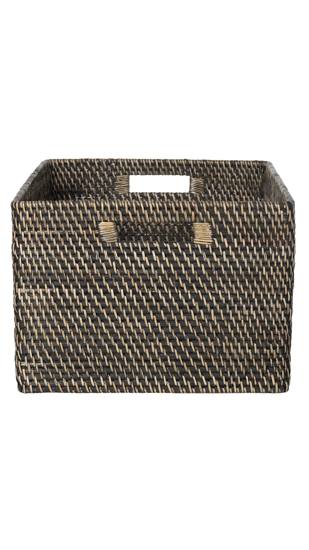 Kouboo Loma Rectangular Decorative Rattan Storage Basket With Handles, Coastal-Inspired Handwoven, Home Organization, Honey Brown