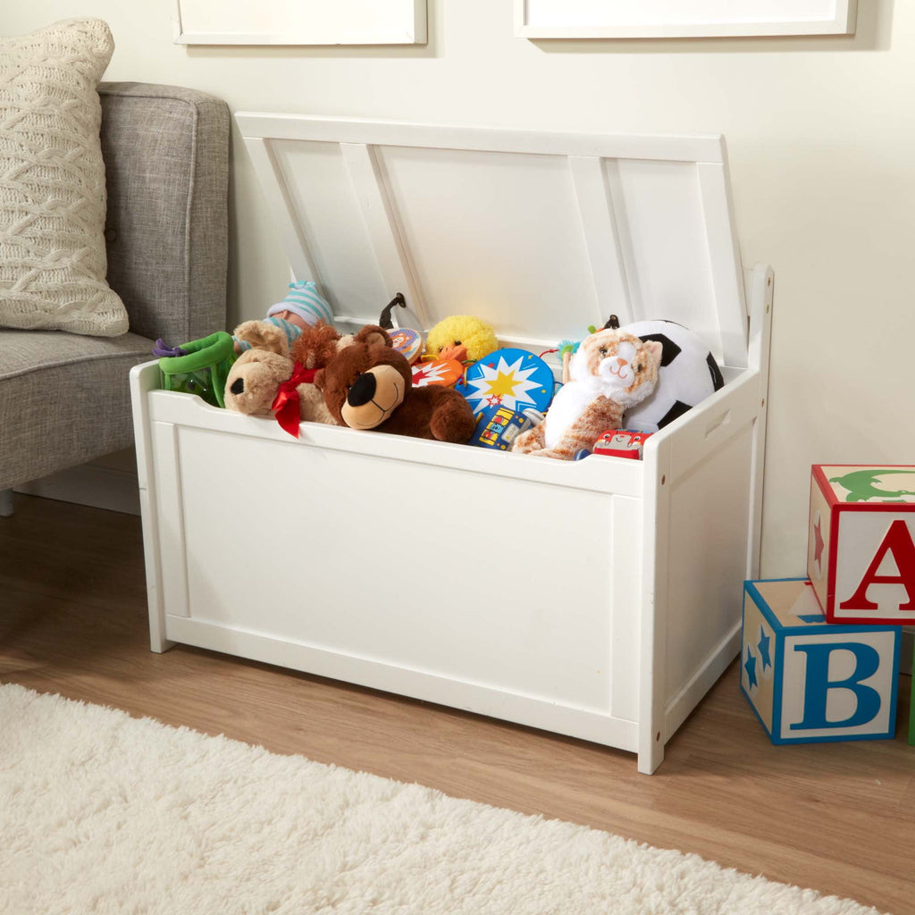 Melissa & Doug Wooden Toy Chest, Toy Storage Box (White) with Hinged-Lid, Playroom Furniture for Kids Ages 3+ [Wood]