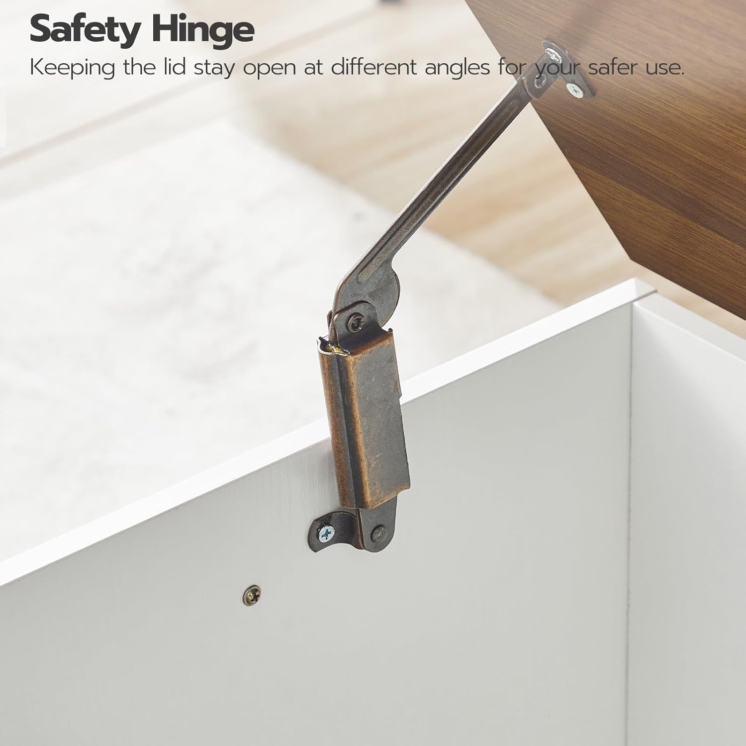 Storage Bench, 39.3" Retro Wooden Storage Chest, Wooden Storage Trunk, Toy Chest with Lift Top, Multifunctional Entryway Organizer, for Entryway, Living Room, White and Walnut