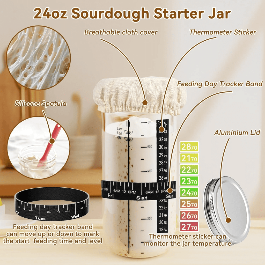 FAKYFJ Sourdough Starter Kit,Sourdough Bread Baking Supplies,  Bread Proofing Basket, Bread Making Tools Kit, Sour Dough Kit Tools, Sourdough Proofing Basket, Sourdough Kit Gifts for Bakers Women Wif