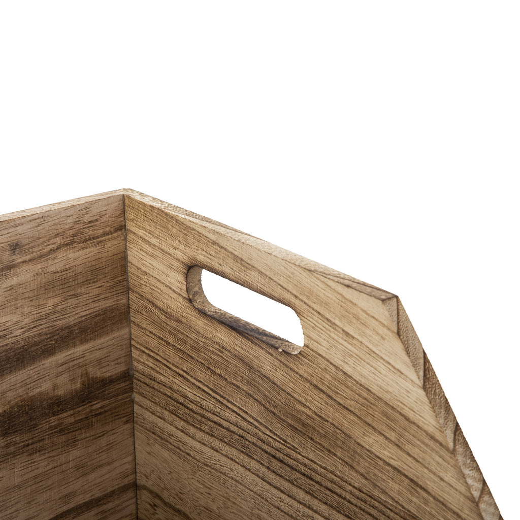 Better Homes & Gardens 2-Piece Set Natural Wood Stacking Open Front Decorative Storage Bins, 11 in x 16.5 in x 10 in