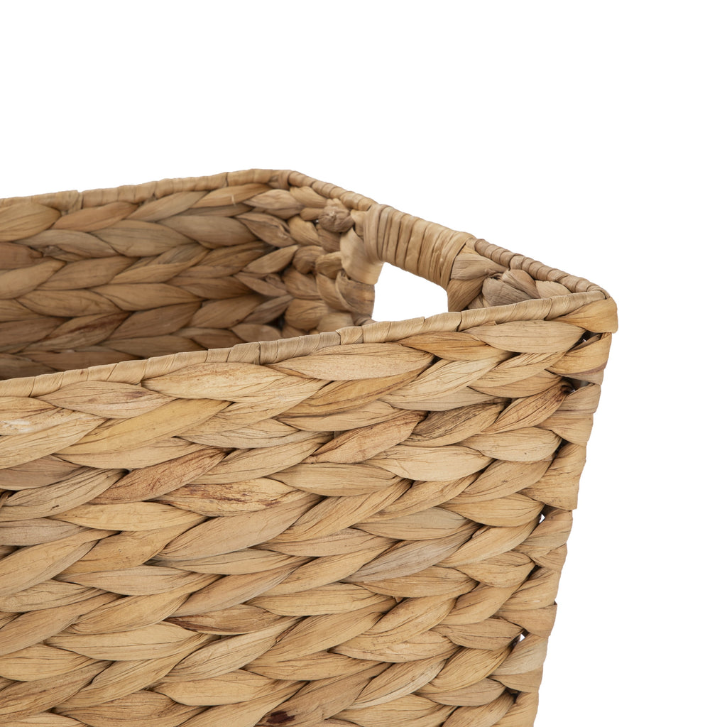 (2 pack) Better Homes & Gardens Large Water Hyacinth Decorative Storage Basket with Handles, 14 in x 11 in x 8.5 in