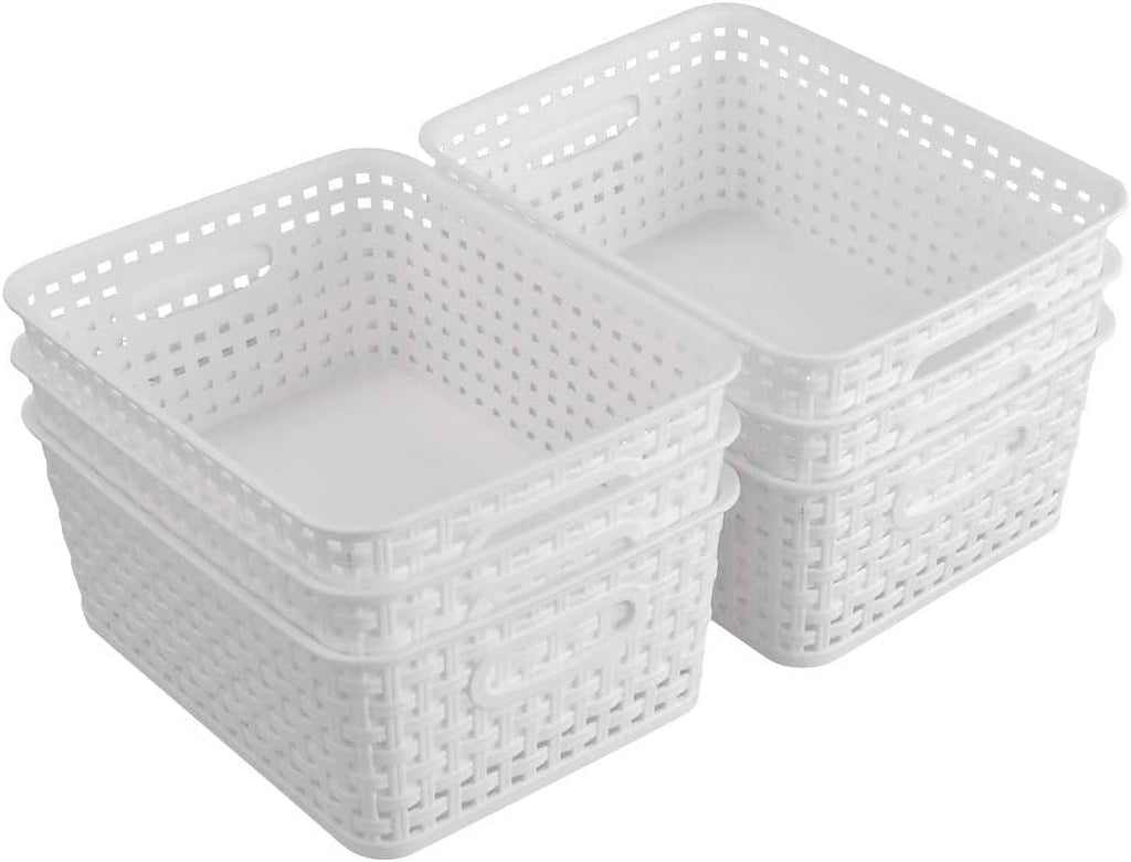 6-Pack Small Weave Basket Bins, Plastic Basket for Storage