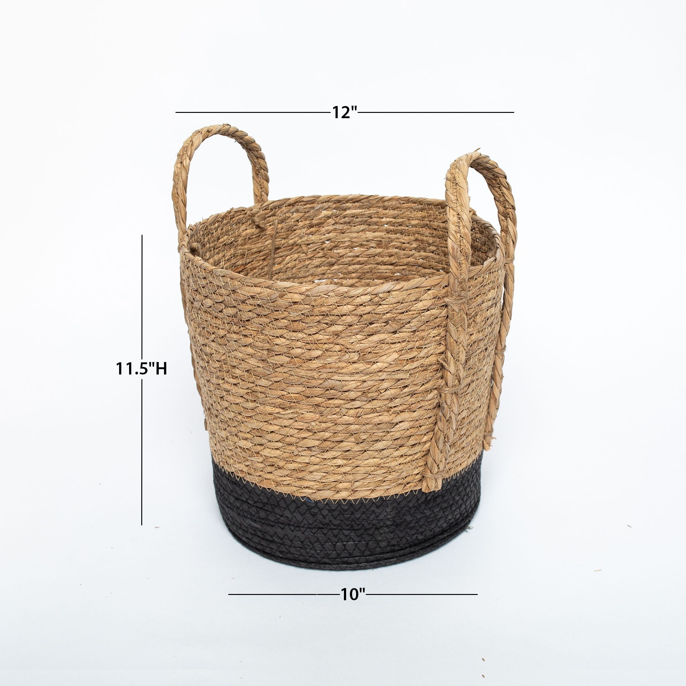 Better Homes & Gardens Round Seagrass Baskets, Natural, Black, Set of 2, Large & Medium