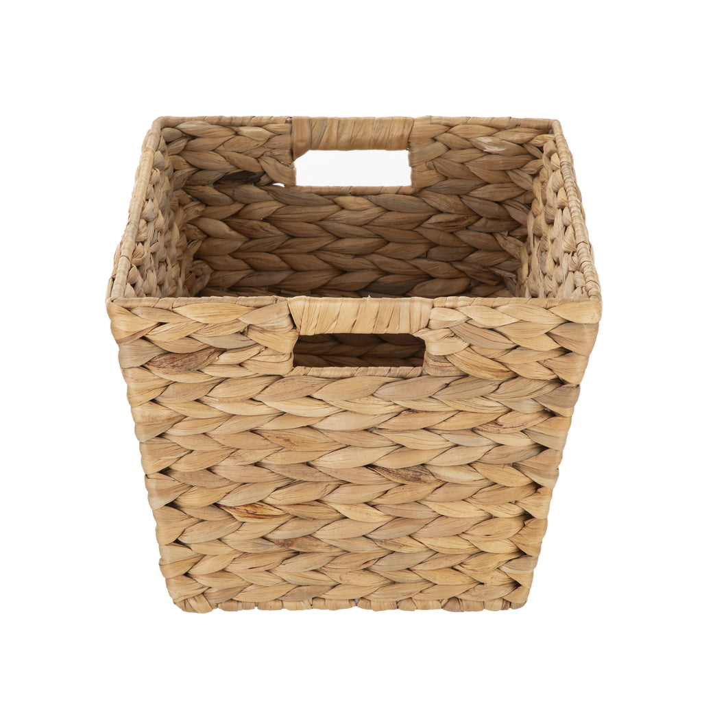 (2 pack) Better Homes & Gardens Large Water Hyacinth Decorative Storage Basket with Handles, 14 in x 11 in x 8.5 in