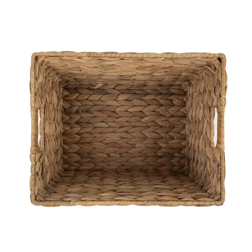 (2 pack) Better Homes & Gardens Large Water Hyacinth Decorative Storage Basket with Handles, 14 in x 11 in x 8.5 in