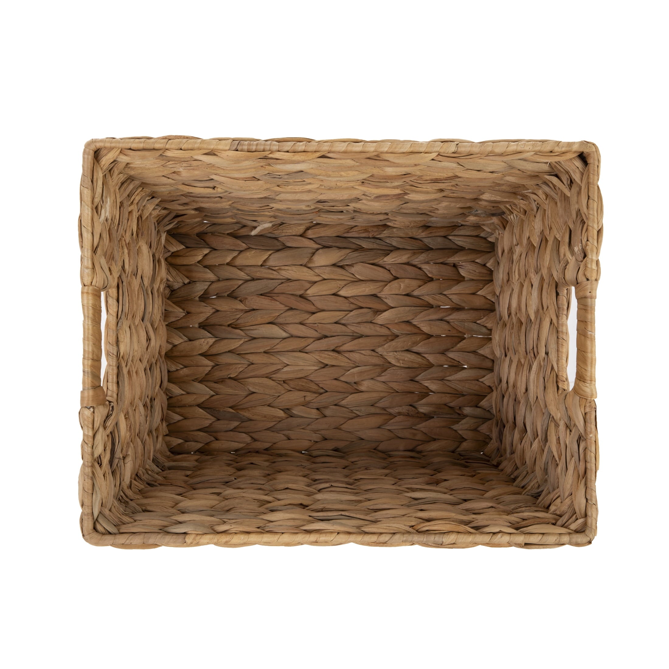 (2 pack) Better Homes & Gardens Large Water Hyacinth Decorative Storage Basket with Handles, 14 in x 11 in x 8.5 in