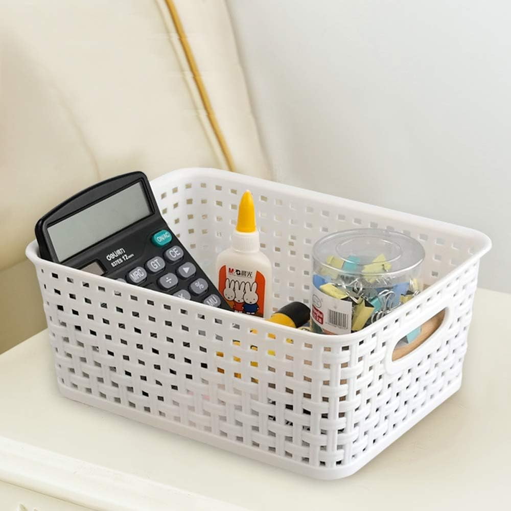 6-Pack Small Weave Basket Bins, Plastic Basket for Storage