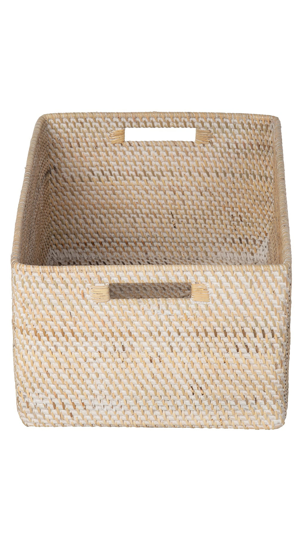 Kouboo Loma Rectangular Decorative Rattan Storage Basket With Handles, Coastal-Inspired Handwoven, Home Organization, Honey Brown