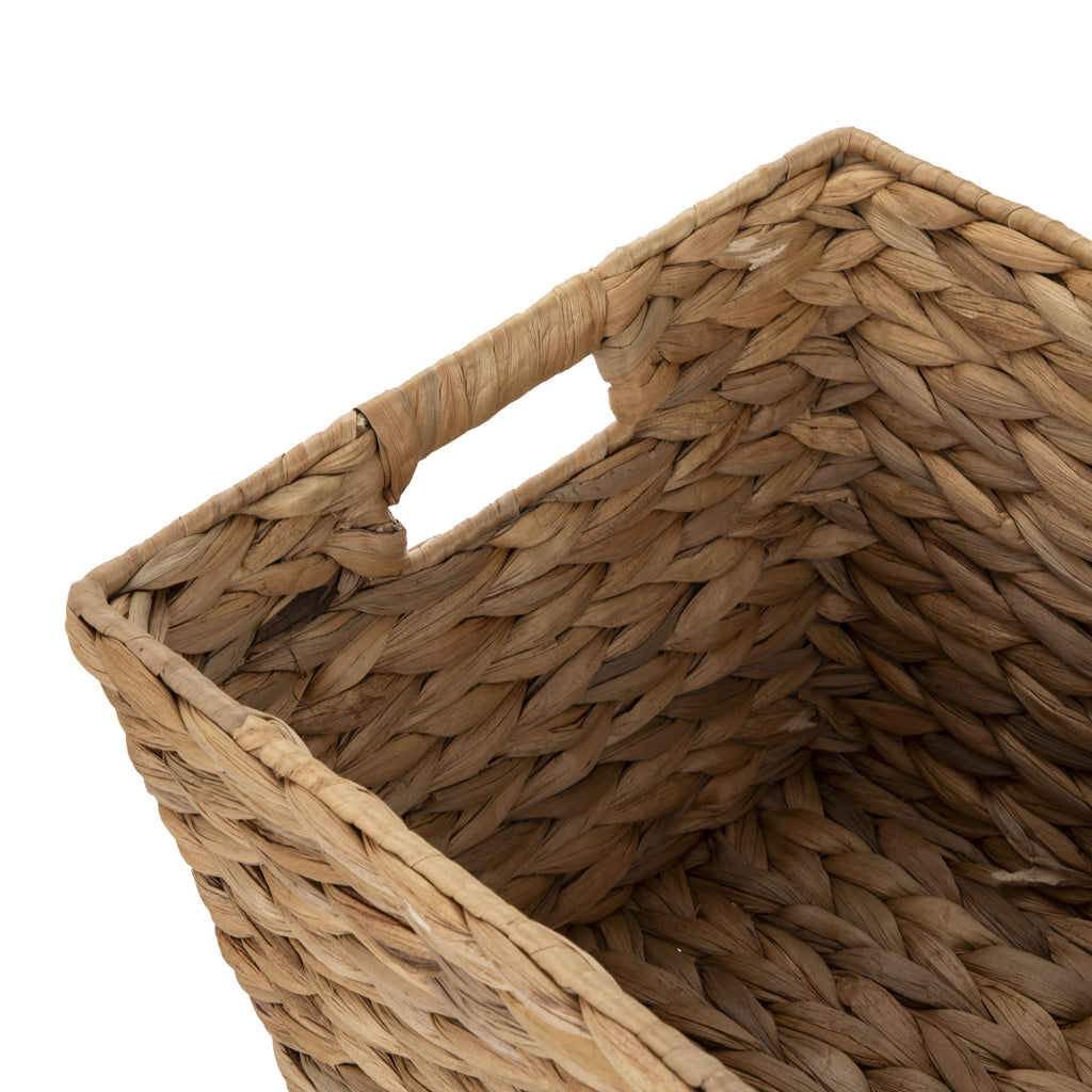 (2 pack) Better Homes & Gardens Large Water Hyacinth Decorative Storage Basket with Handles, 14 in x 11 in x 8.5 in