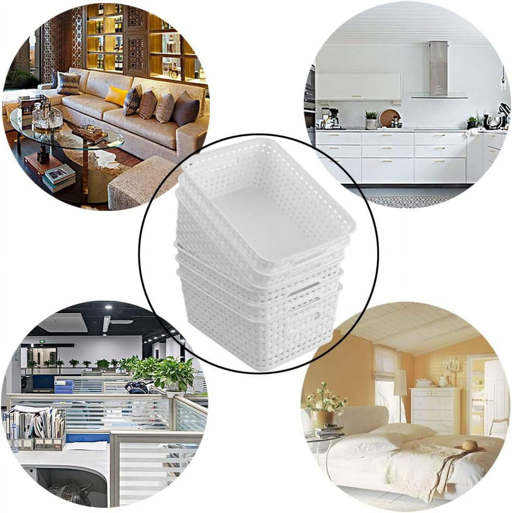 6-Pack Small Weave Basket Bins, Plastic Basket for Storage