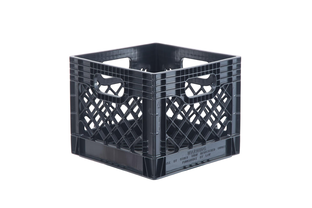Hudson Exchange 13 x 13 x 11" (16 Quart, 4 Pack) Mesh Commercial Grade Milk Crate Handled Storage Container Tote, Black